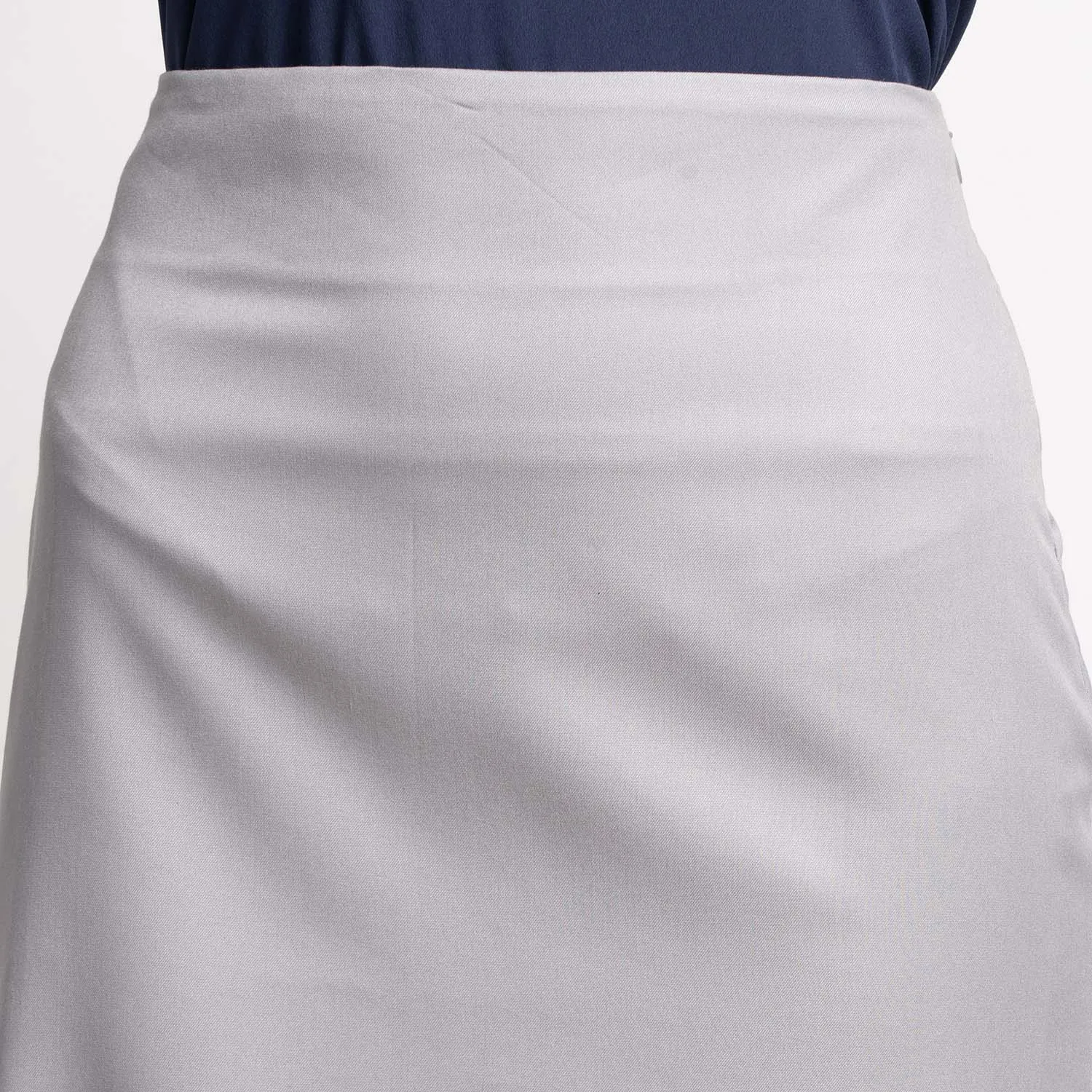 Grey Poly Cotton Women's Straight Skirt