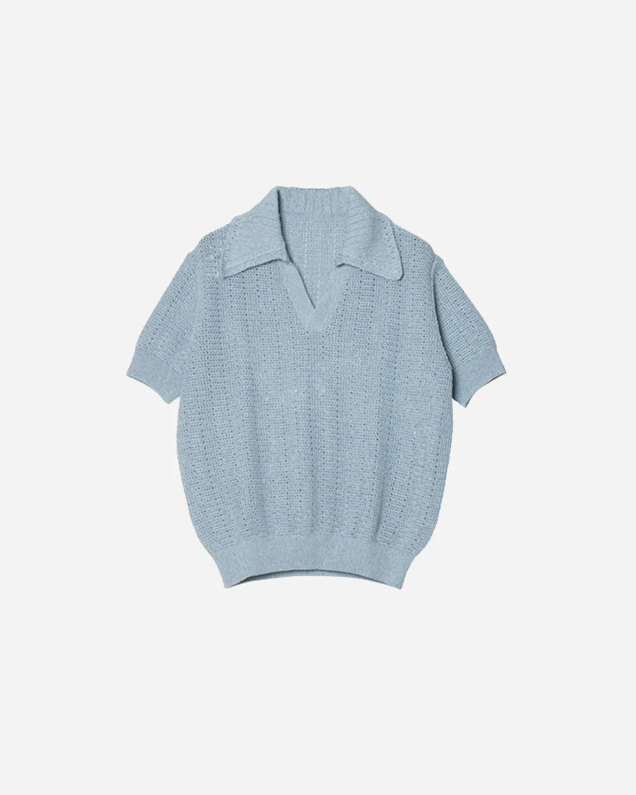 HALF SLEEVE KNIT POLO SHIRT .09【ICE.BLUE】