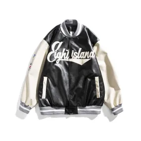 Halloy™ PU Leather Baseball Varsity Jacket