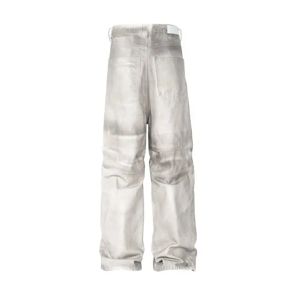 Halloy™ Slightly Flared Dirty Dyed Stitching Racing Beggar Jeans