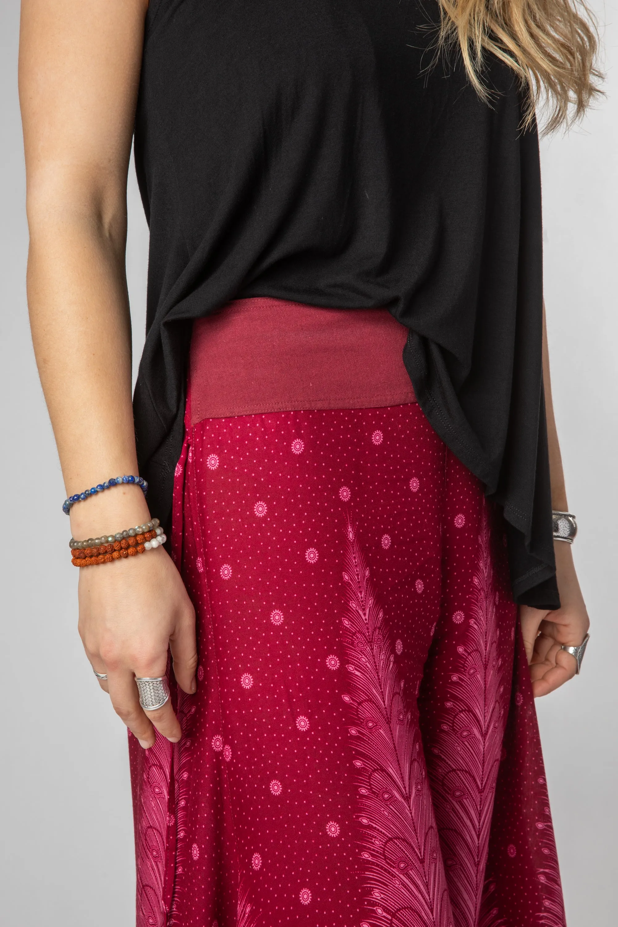 Harmony Feather Print Gaucho Pants