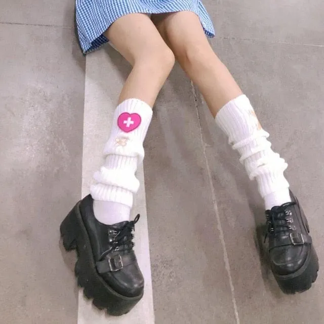 Heart Band-Aid Knitted Leg Warmers