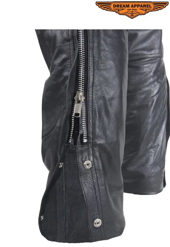 Heavy Duty Biker Leather Motorcycle Chaps