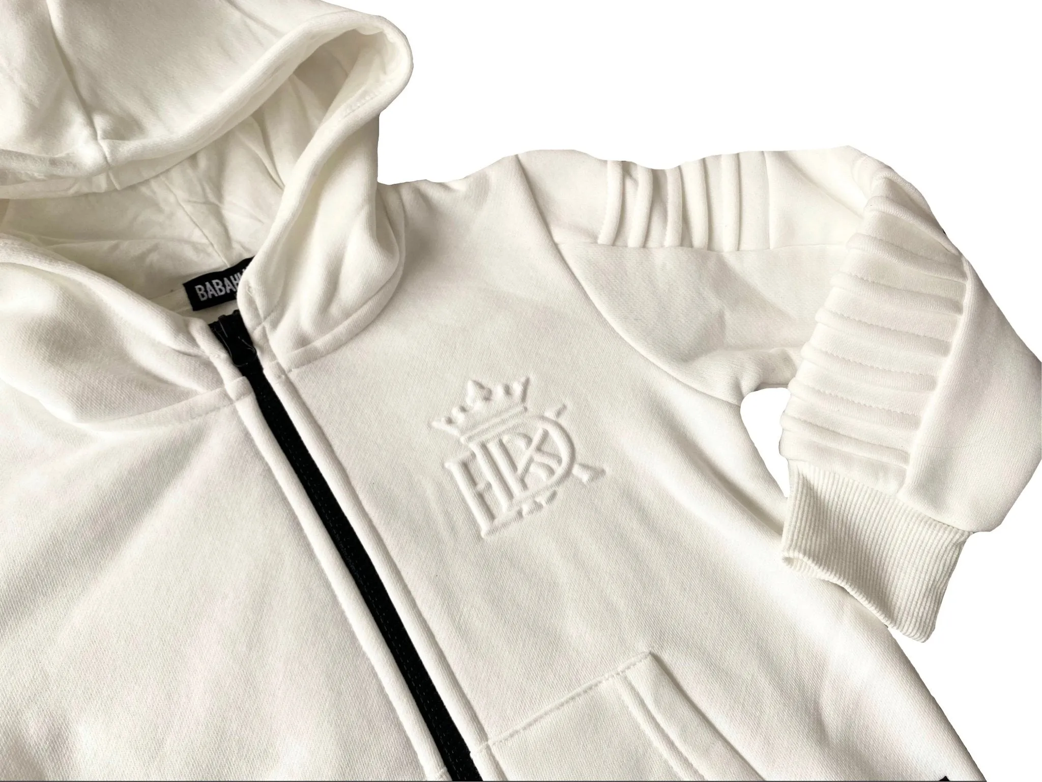 Henley Zipper Kids White Hoodie