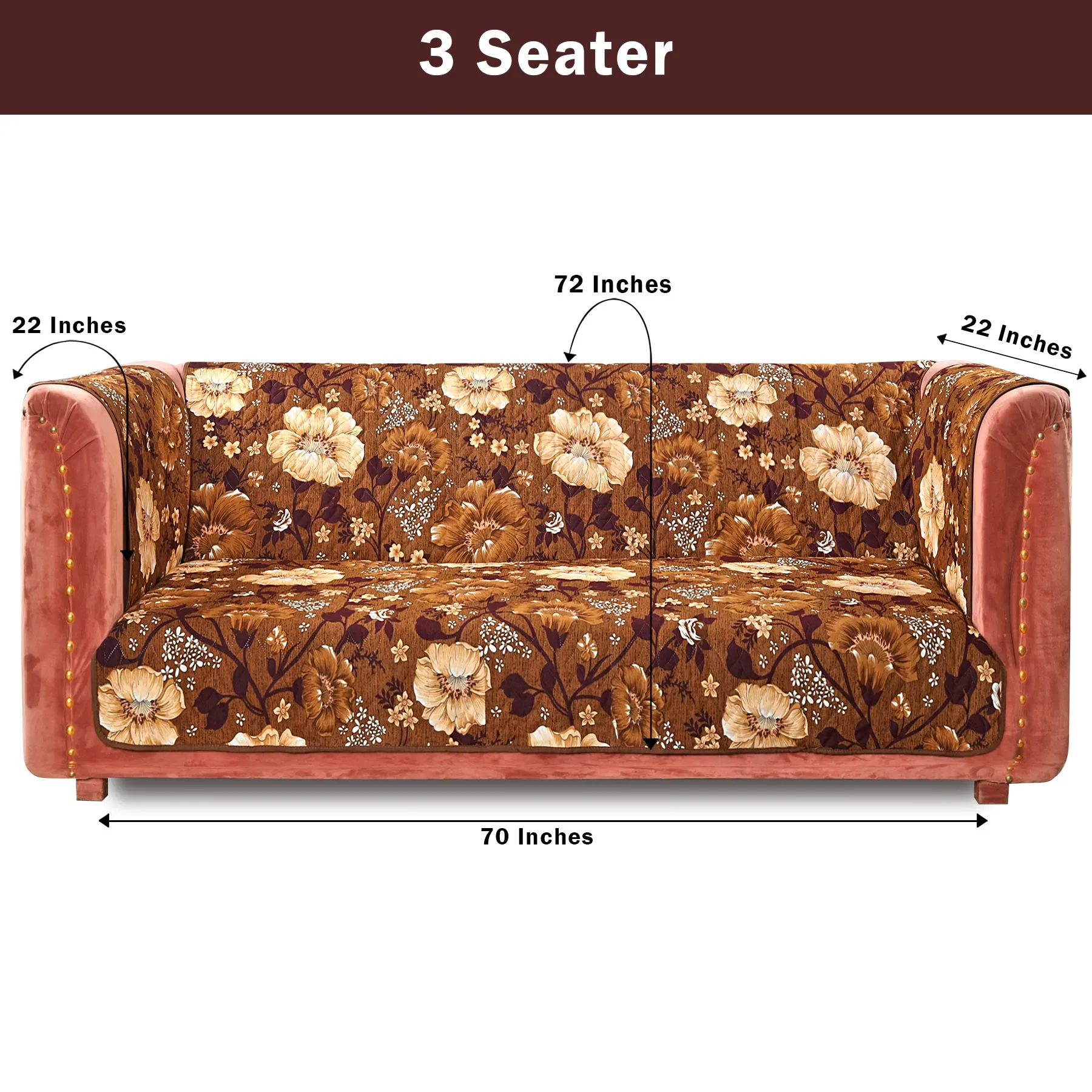 Hibiscus Brown Quilted Sofa Cover Set