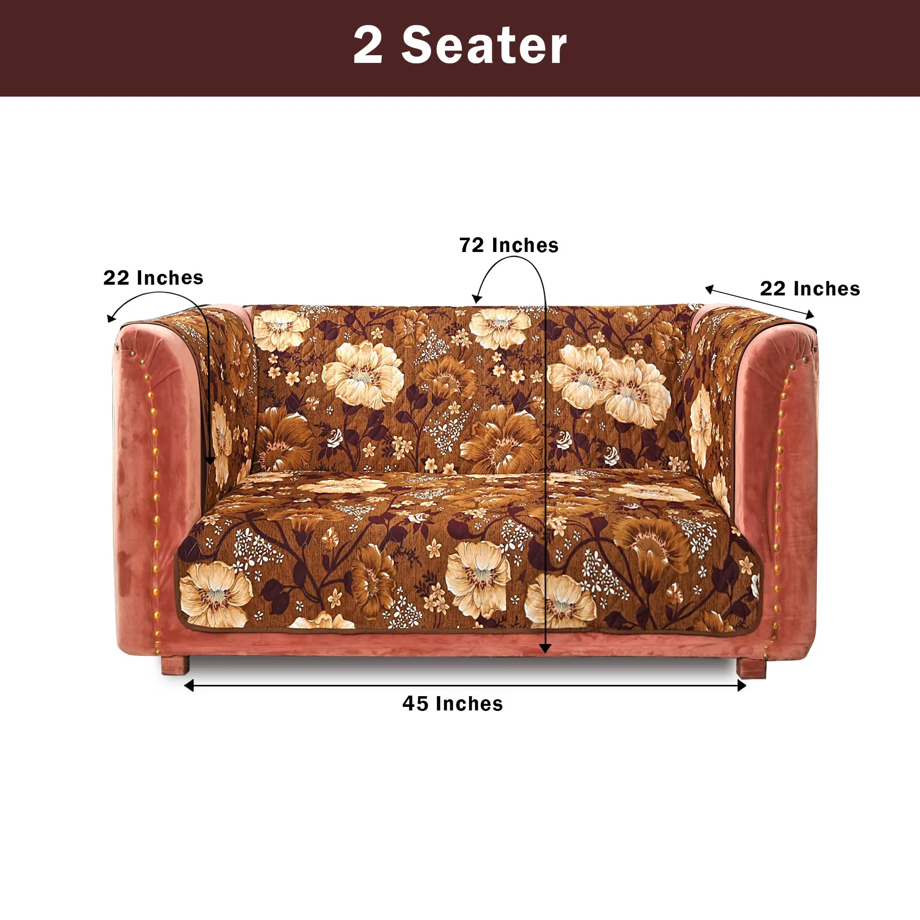 Hibiscus Brown Quilted Sofa Cover Set