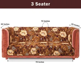 Hibiscus Brown Quilted Sofa Cover Set