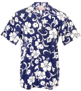 Hibiscus Paradise Mens Shirt in Royal