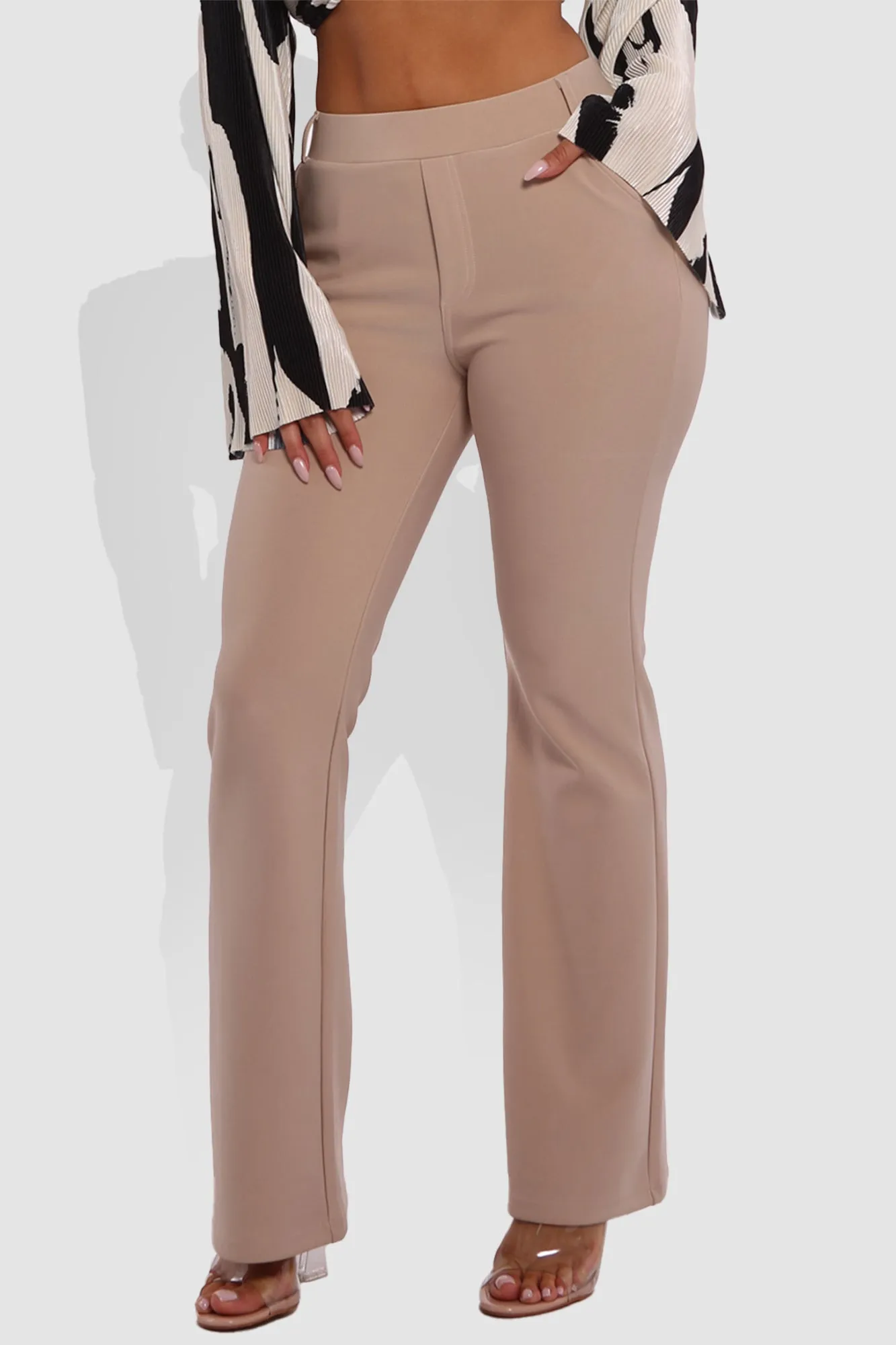 High Rise Pull On Sculpting Flare Pants - Desert Brown