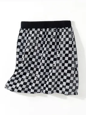 High Waist Contrast Color Plaid Mini Skirt E-girl Spring Japanese Jupe Harajuku Faldas Mujer Moda  C-227