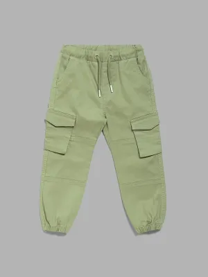 HOP Kids Solid Green Cargo Joggers