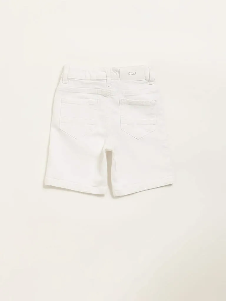 HOP Kids White Mid Rise Shorts