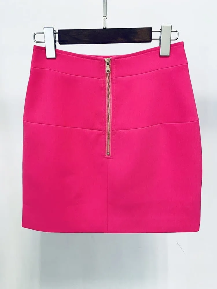 Hot Pink Mini Skirt - Fashionable and Comfortable Women's Pencil Skirt in Above Knee Length