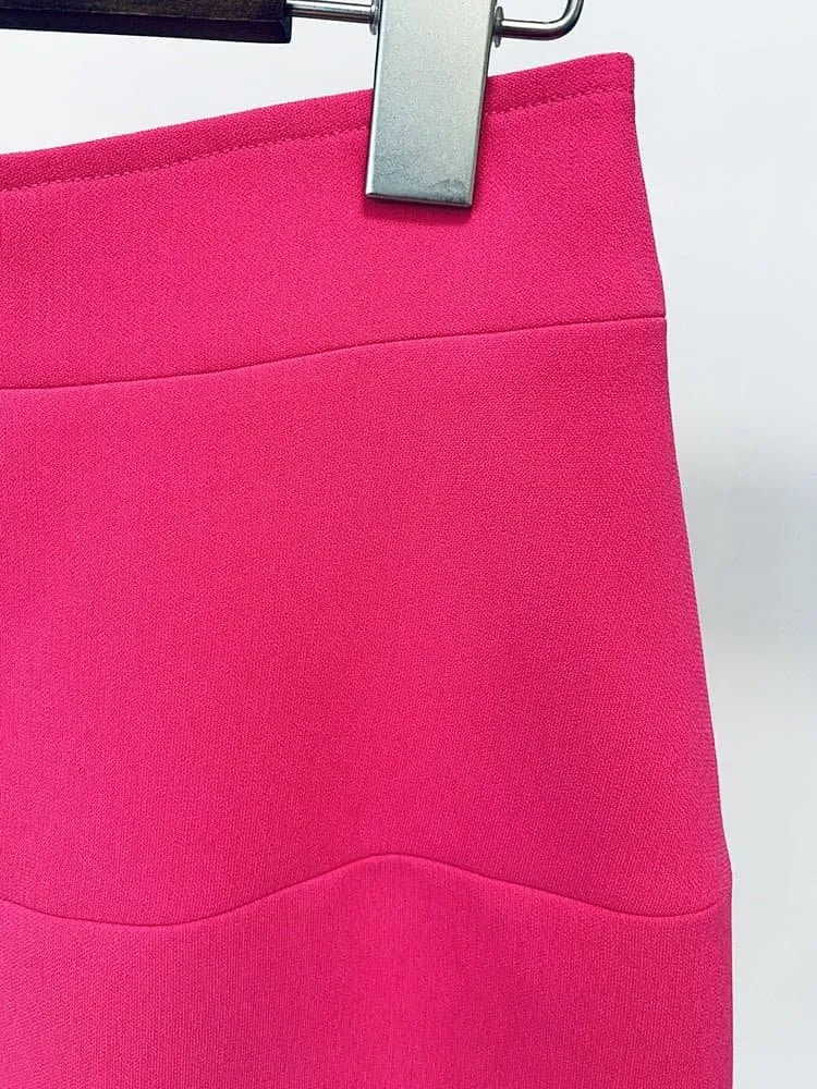 Hot Pink Mini Skirt - Fashionable and Comfortable Women's Pencil Skirt in Above Knee Length