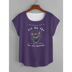 I Don't Know How to Act My Age Women's Black Cat T-Shirt