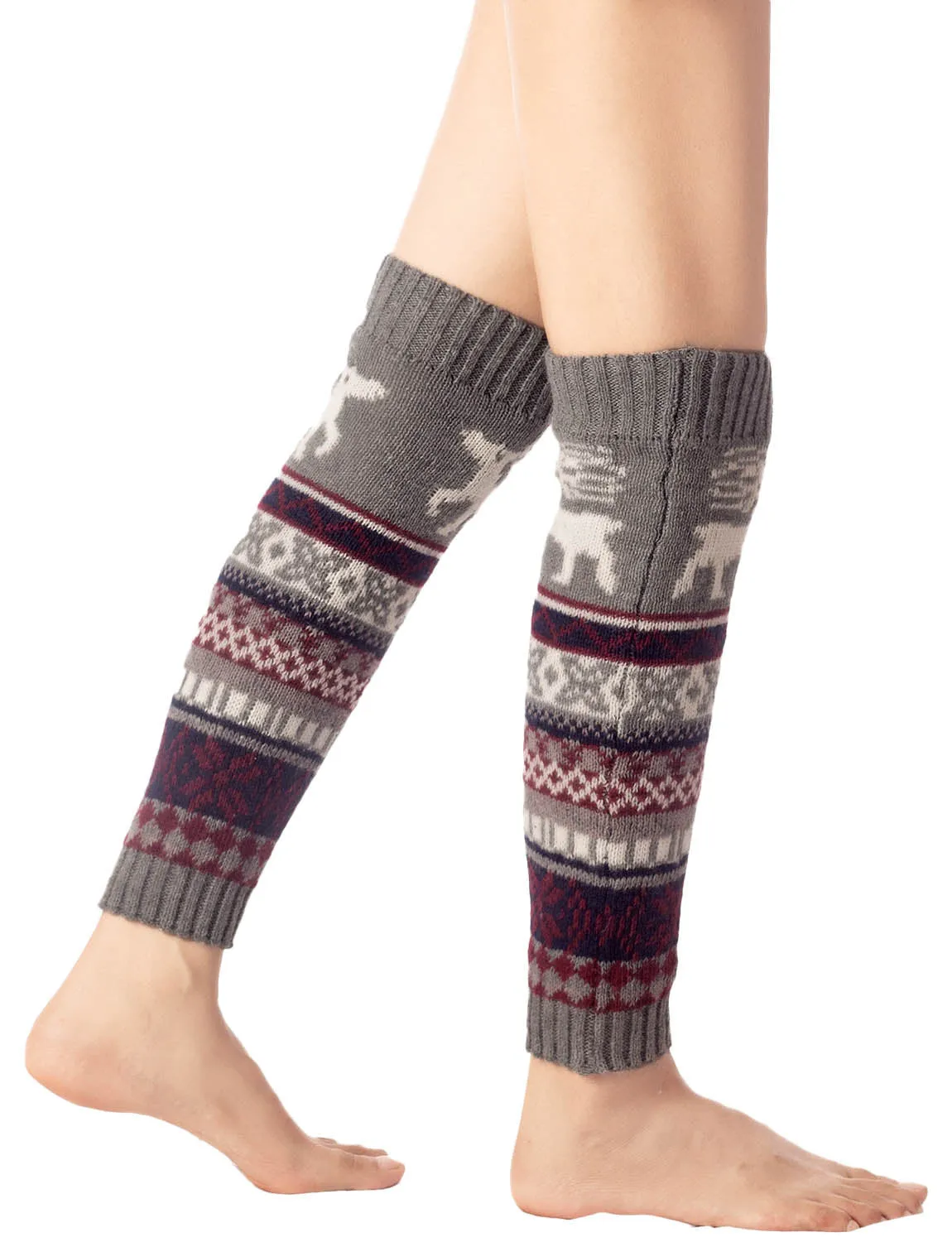 iB-iP Women's Ballet Dancer Cozy Stitching Pattern Stretchy Leg Warmer