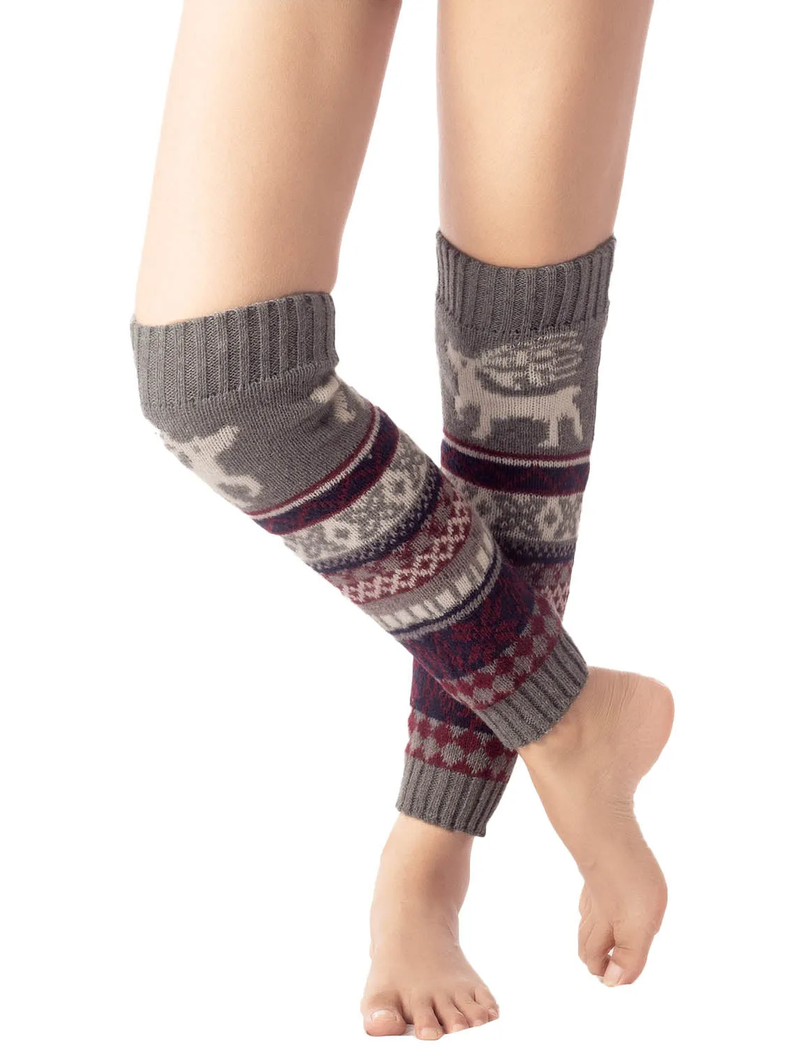 iB-iP Women's Ballet Dancer Cozy Stitching Pattern Stretchy Leg Warmer