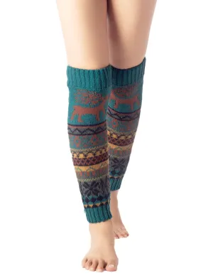 iB-iP Women's Ballet Dancer Cozy Stitching Pattern Stretchy Leg Warmer