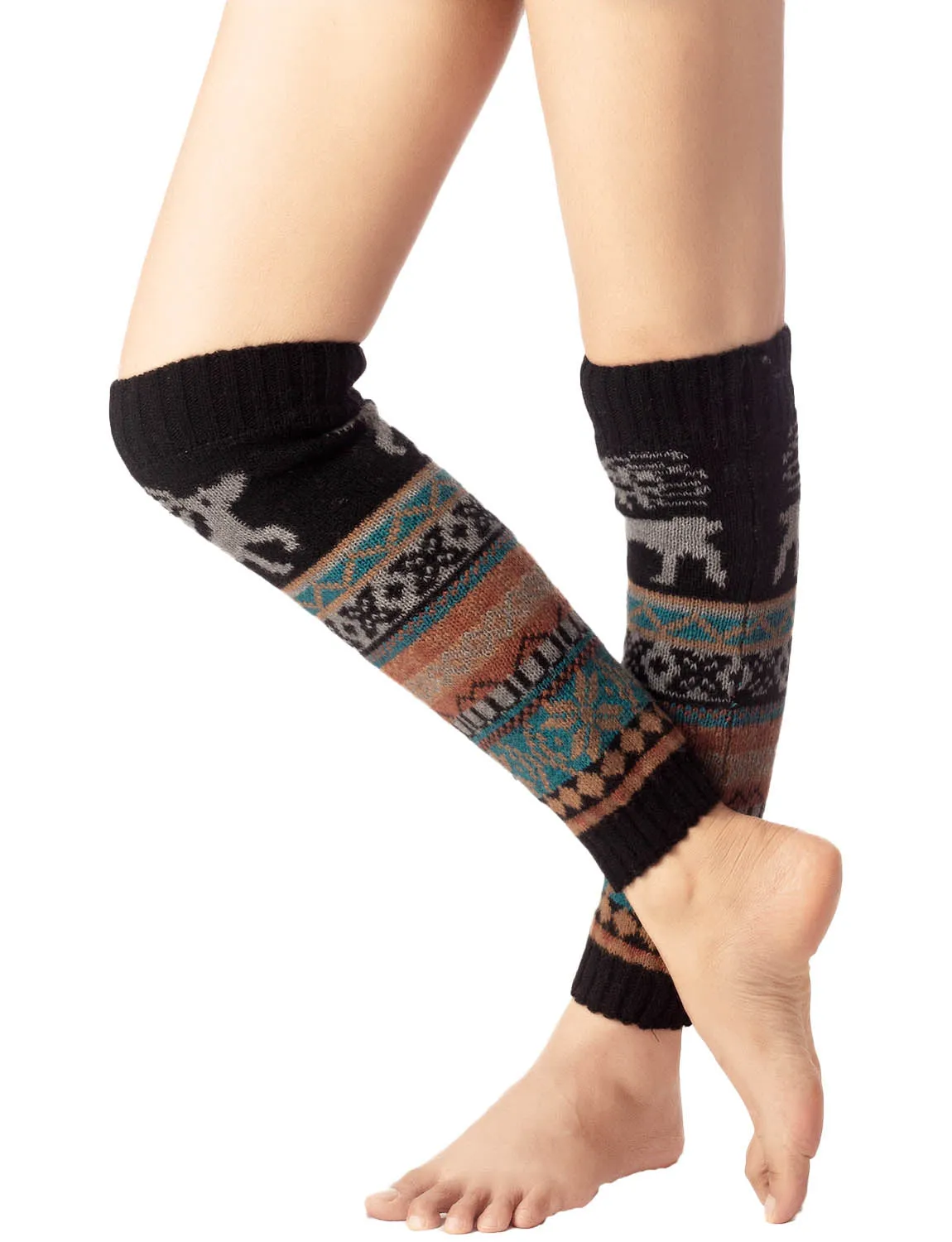 iB-iP Women's Ballet Dancer Cozy Stitching Pattern Stretchy Leg Warmer