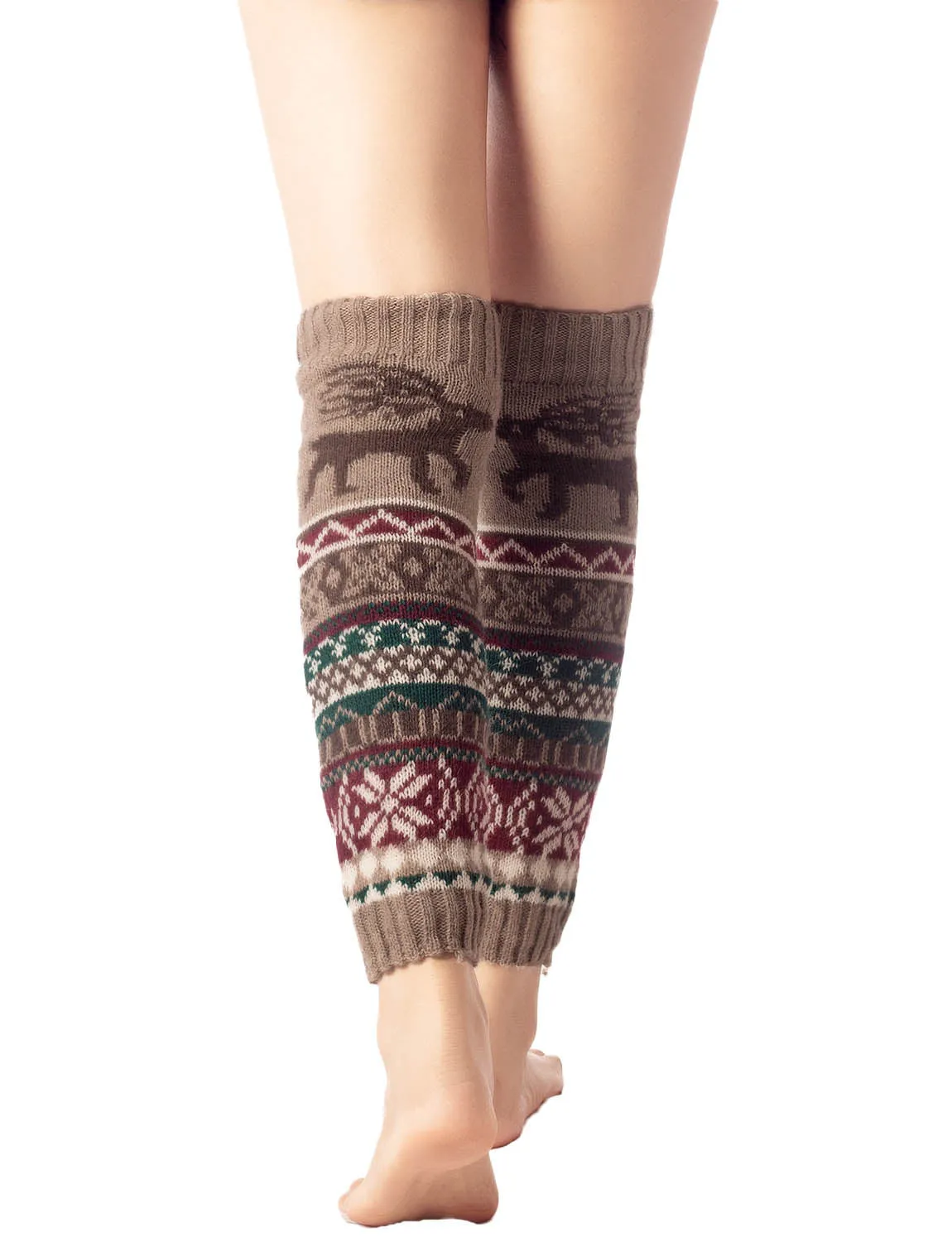 iB-iP Women's Ballet Dancer Cozy Stitching Pattern Stretchy Leg Warmer