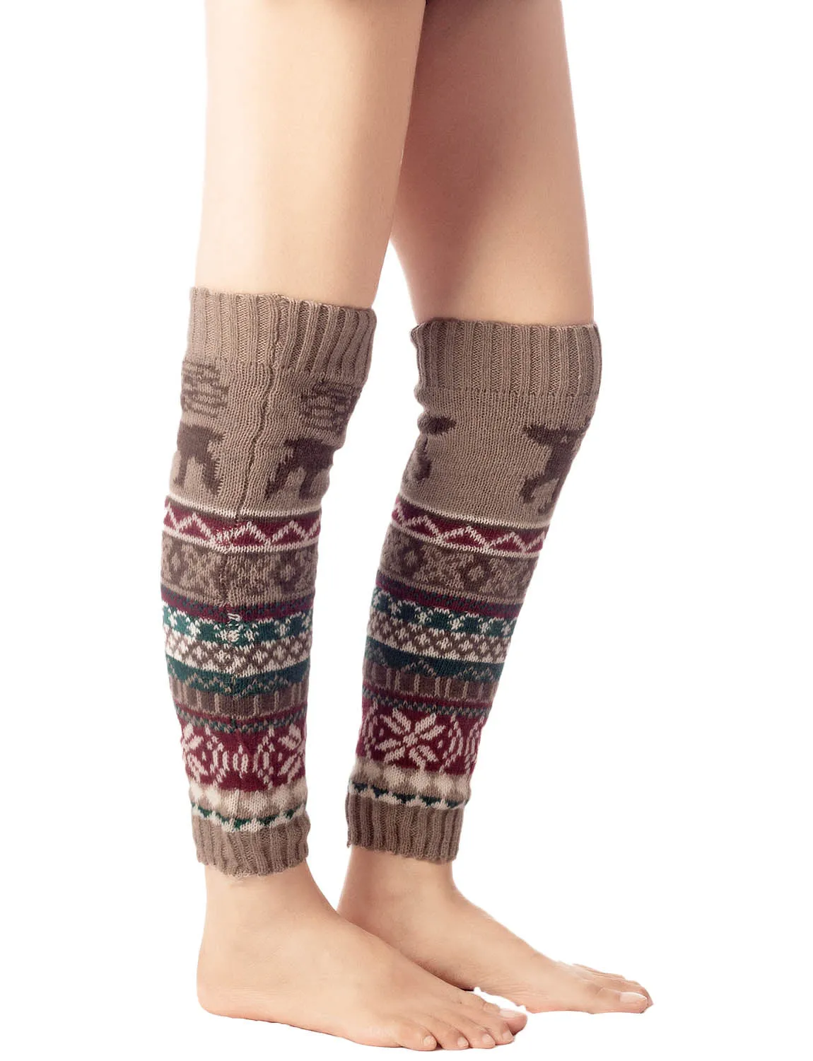 iB-iP Women's Ballet Dancer Cozy Stitching Pattern Stretchy Leg Warmer