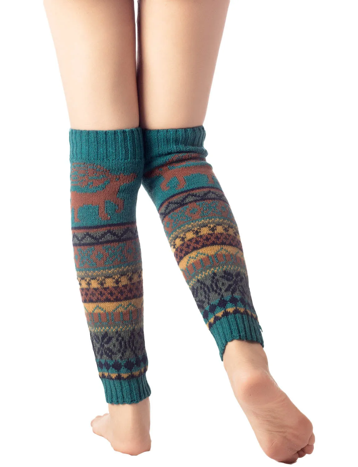 iB-iP Women's Ballet Dancer Cozy Stitching Pattern Stretchy Leg Warmer