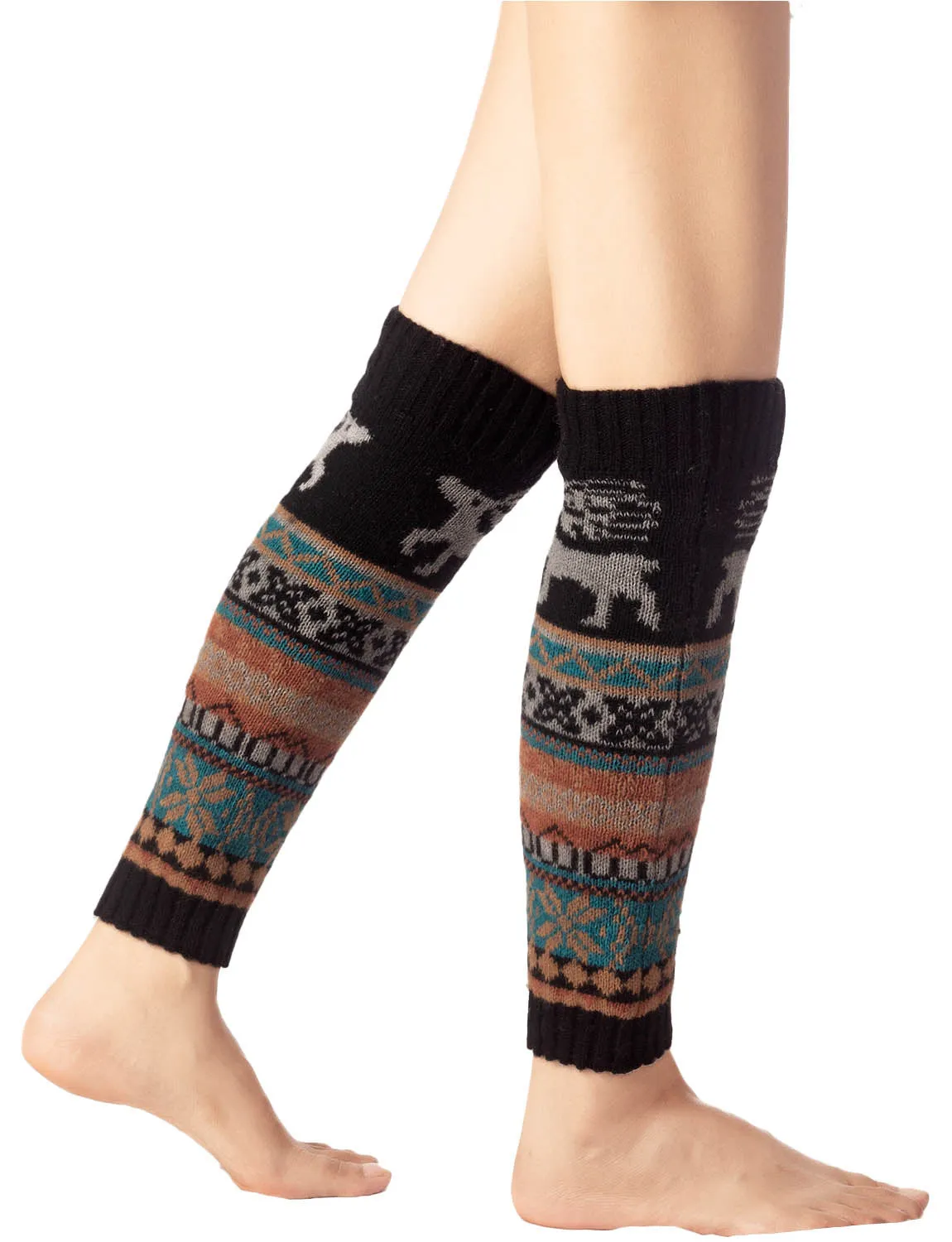 iB-iP Women's Ballet Dancer Cozy Stitching Pattern Stretchy Leg Warmer