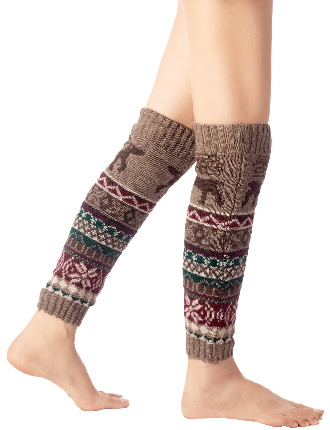 iB-iP Women's Ballet Dancer Cozy Stitching Pattern Stretchy Leg Warmer