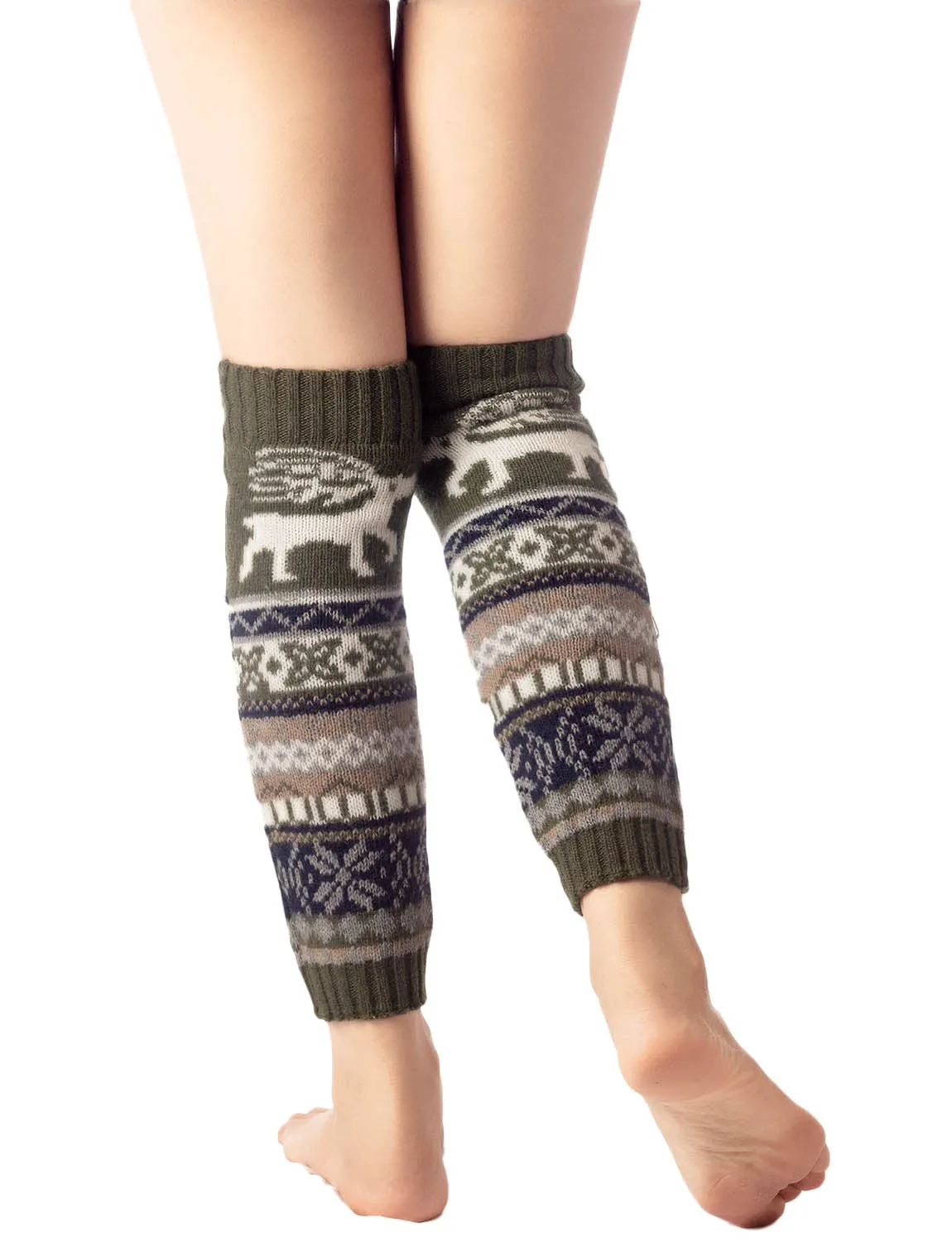 iB-iP Women's Ballet Dancer Cozy Stitching Pattern Stretchy Leg Warmer