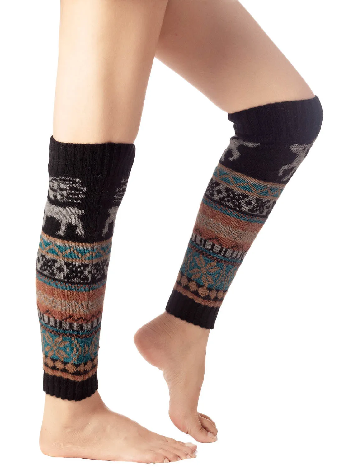 iB-iP Women's Ballet Dancer Cozy Stitching Pattern Stretchy Leg Warmer