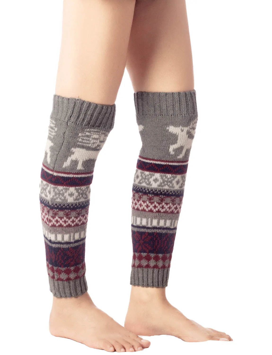 iB-iP Women's Ballet Dancer Cozy Stitching Pattern Stretchy Leg Warmer