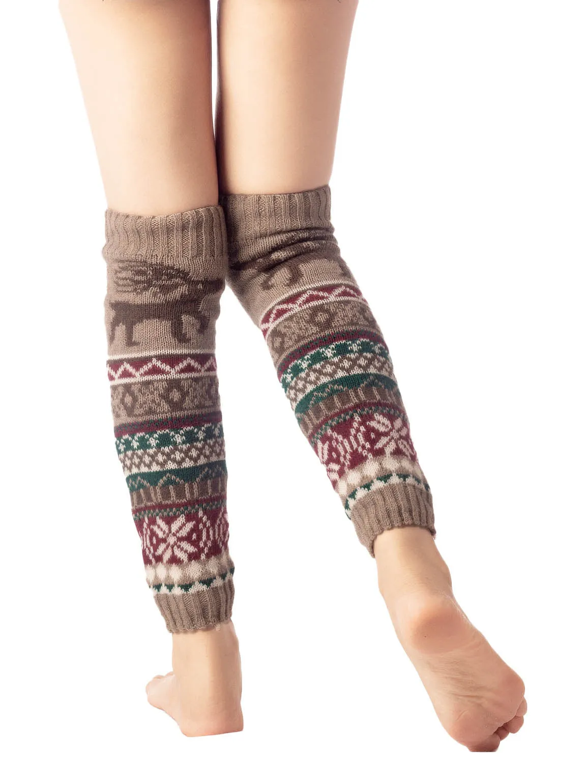 iB-iP Women's Ballet Dancer Cozy Stitching Pattern Stretchy Leg Warmer