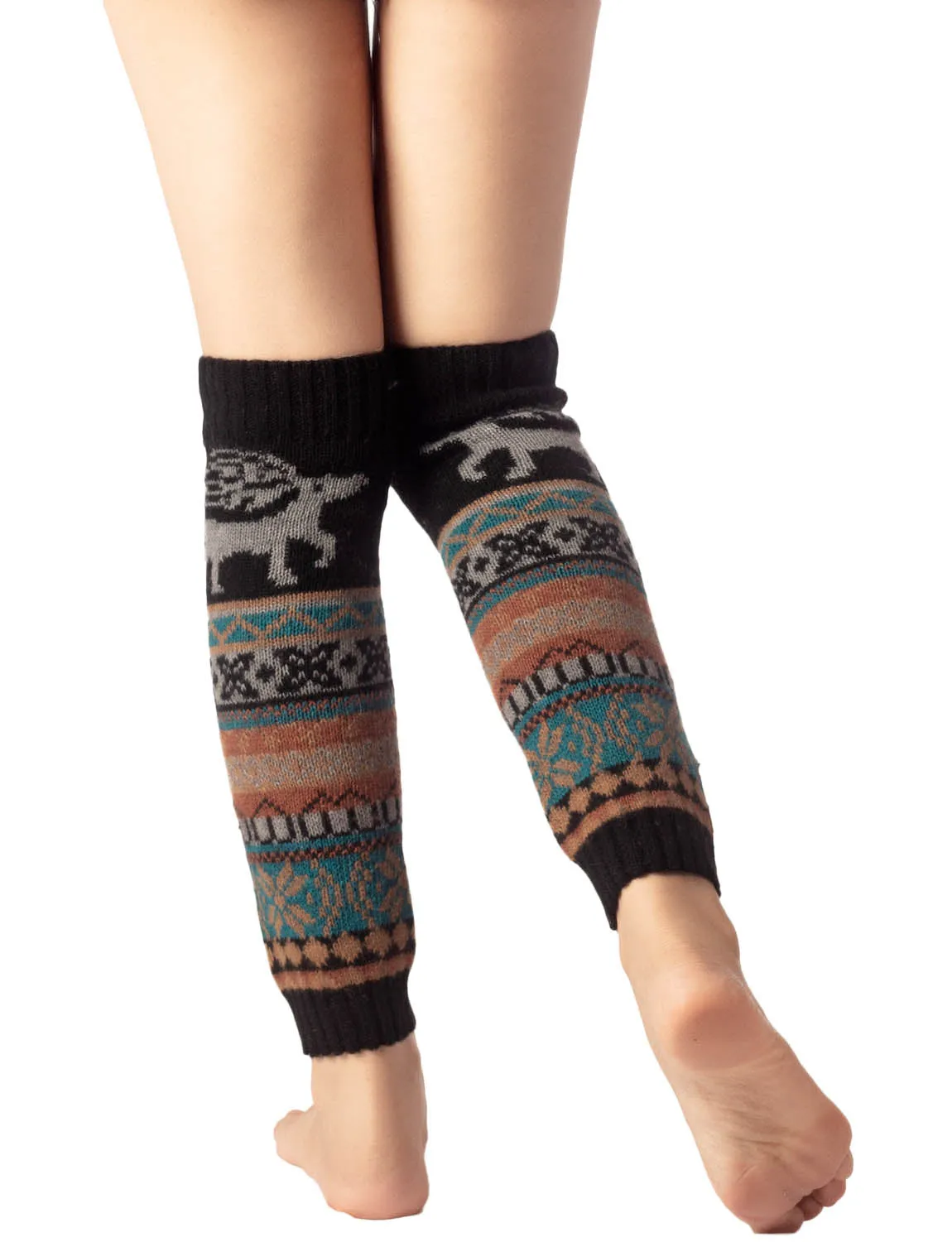 iB-iP Women's Ballet Dancer Cozy Stitching Pattern Stretchy Leg Warmer