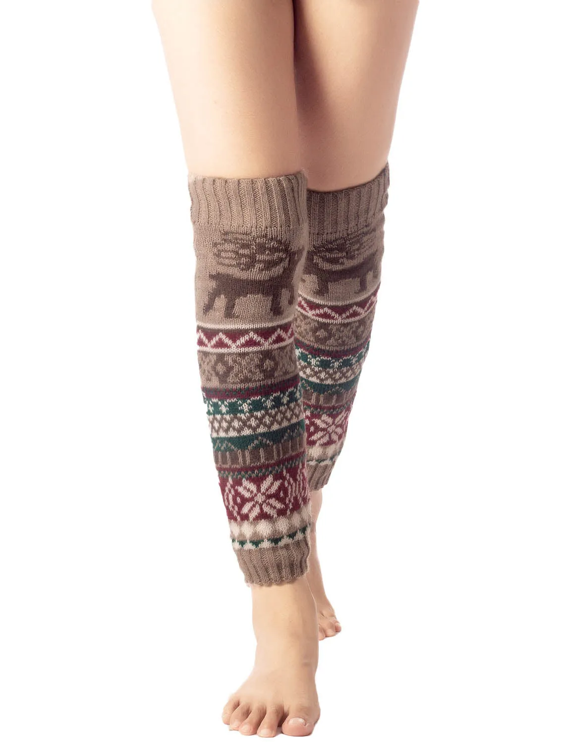 iB-iP Women's Ballet Dancer Cozy Stitching Pattern Stretchy Leg Warmer