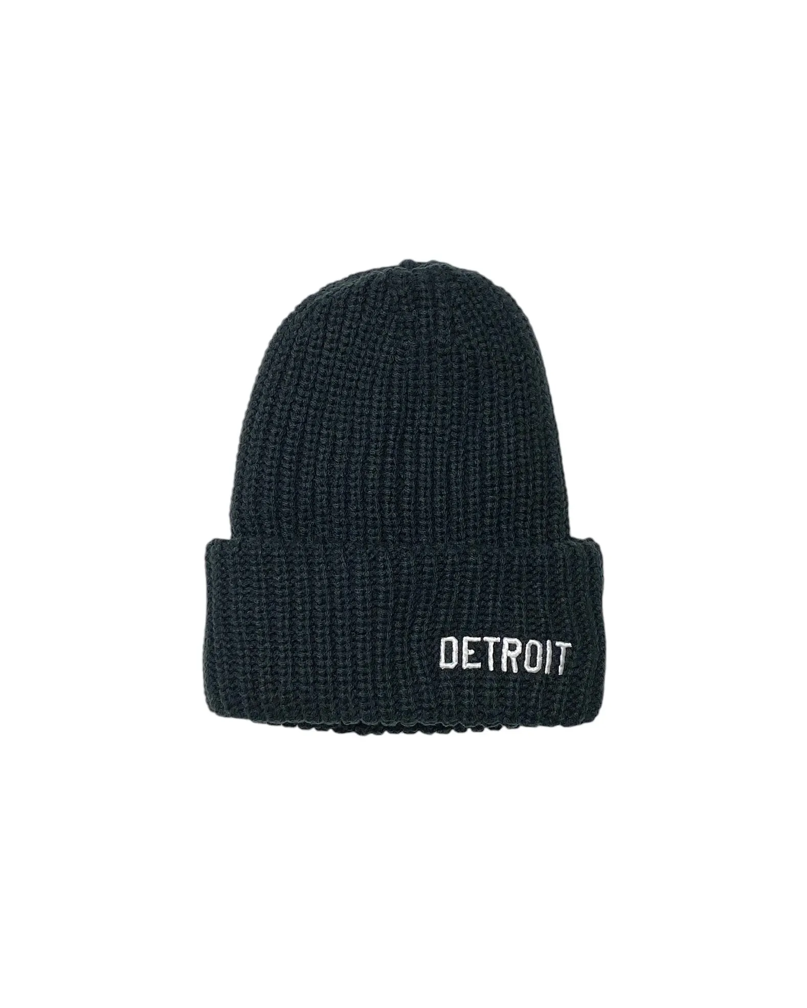 Ink Detroit Basic Lumberjack Knit Beanie with Cuff - Black