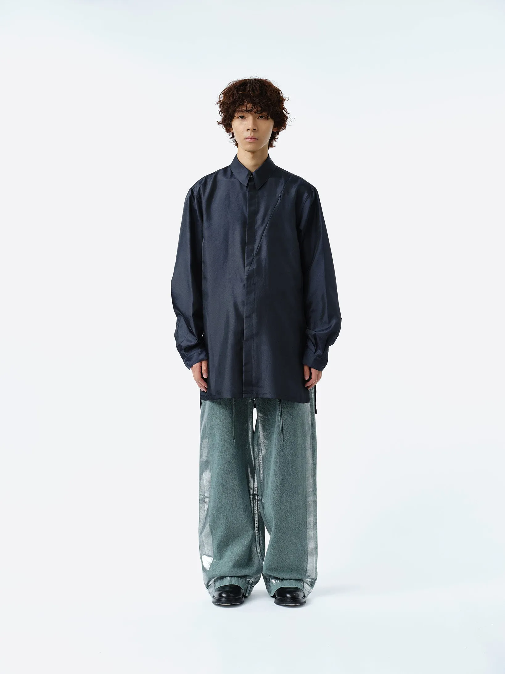 IRIDESCENT SEAM POCKET SHIRT .11 【NIGHT NAVY】