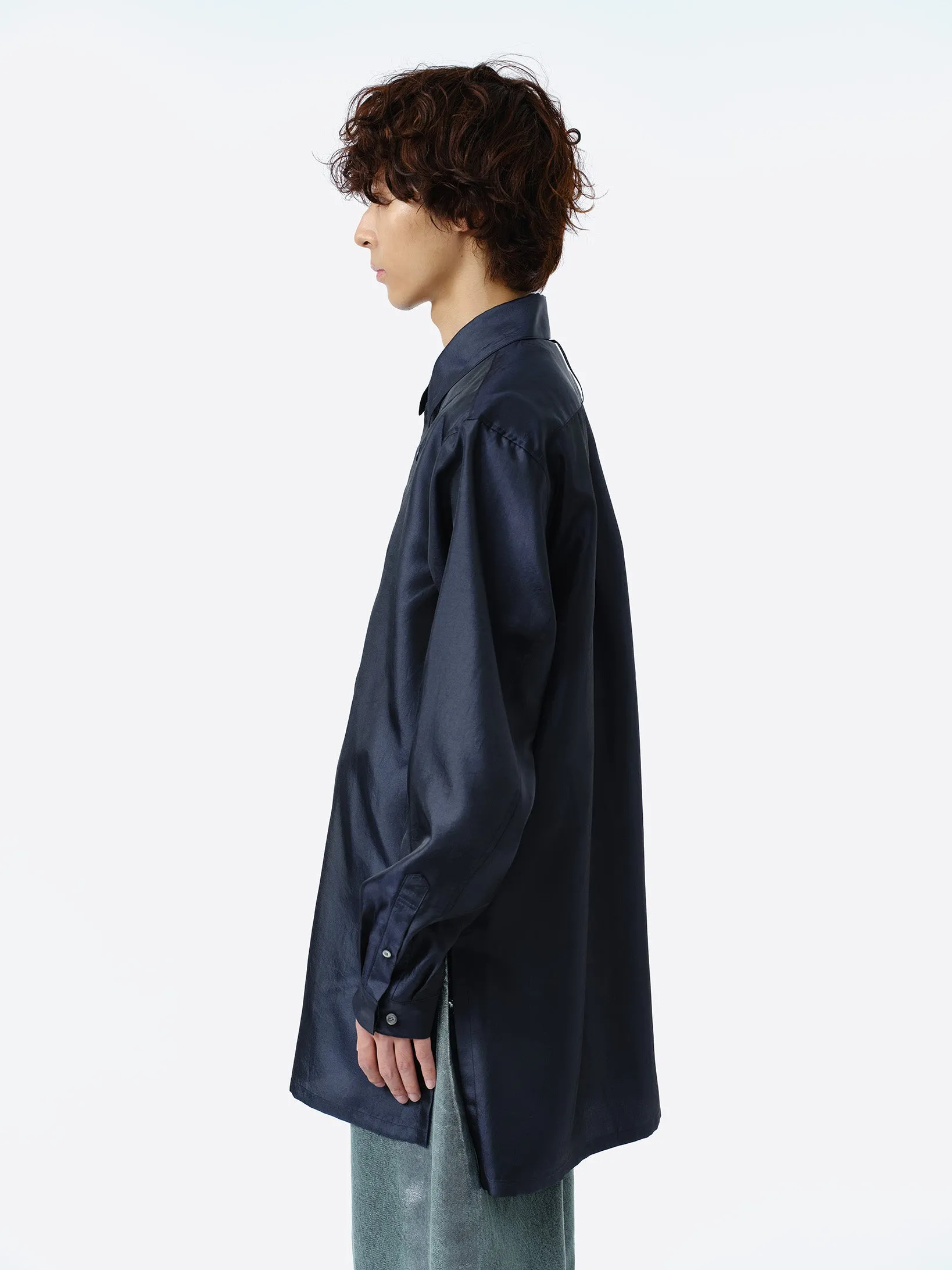 IRIDESCENT SEAM POCKET SHIRT .11 【NIGHT NAVY】