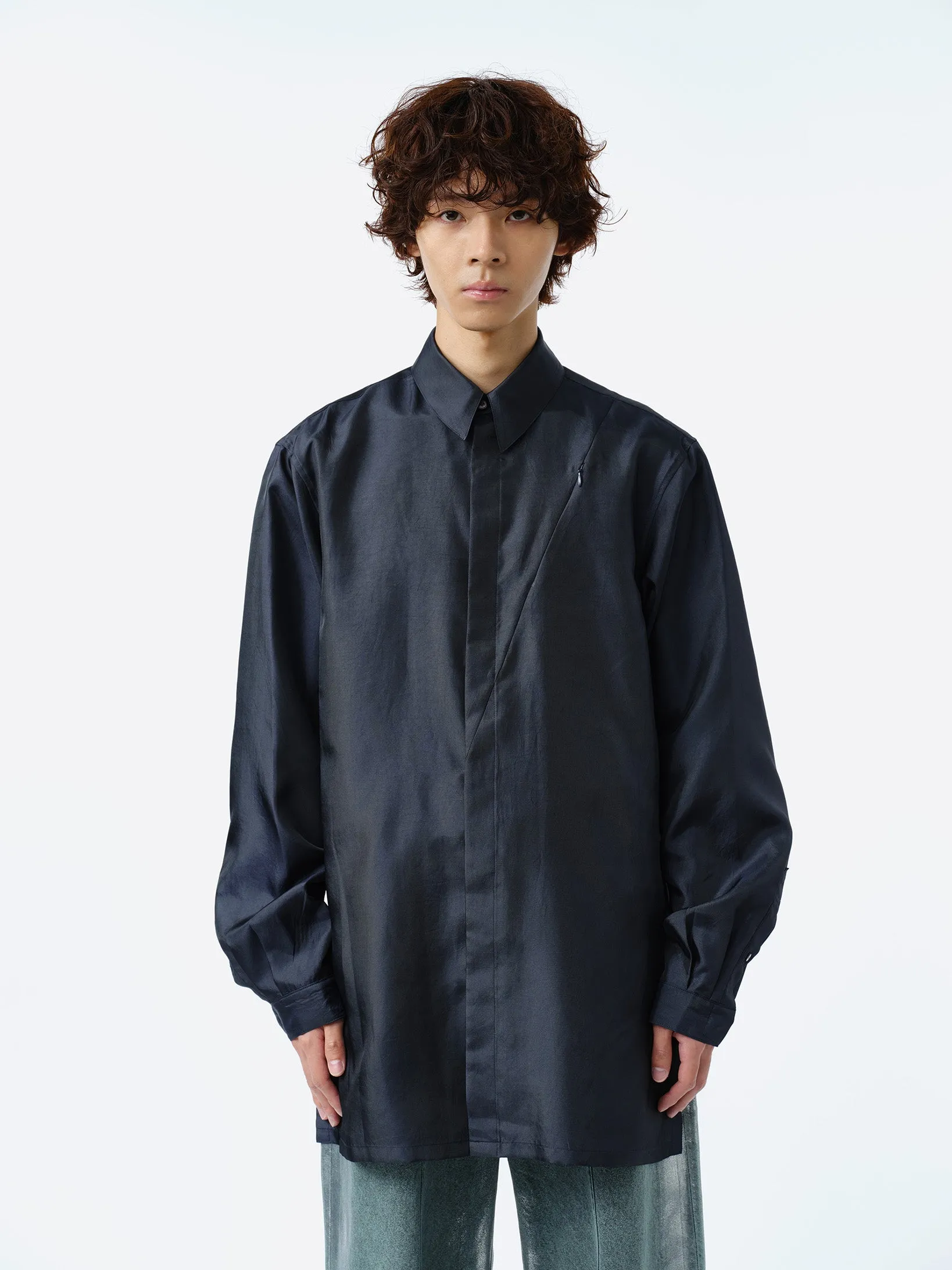 IRIDESCENT SEAM POCKET SHIRT .11 【NIGHT NAVY】