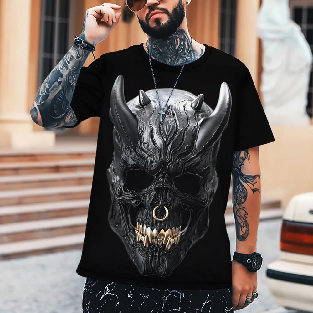 Japanese T-Shirt Men Oni Devil