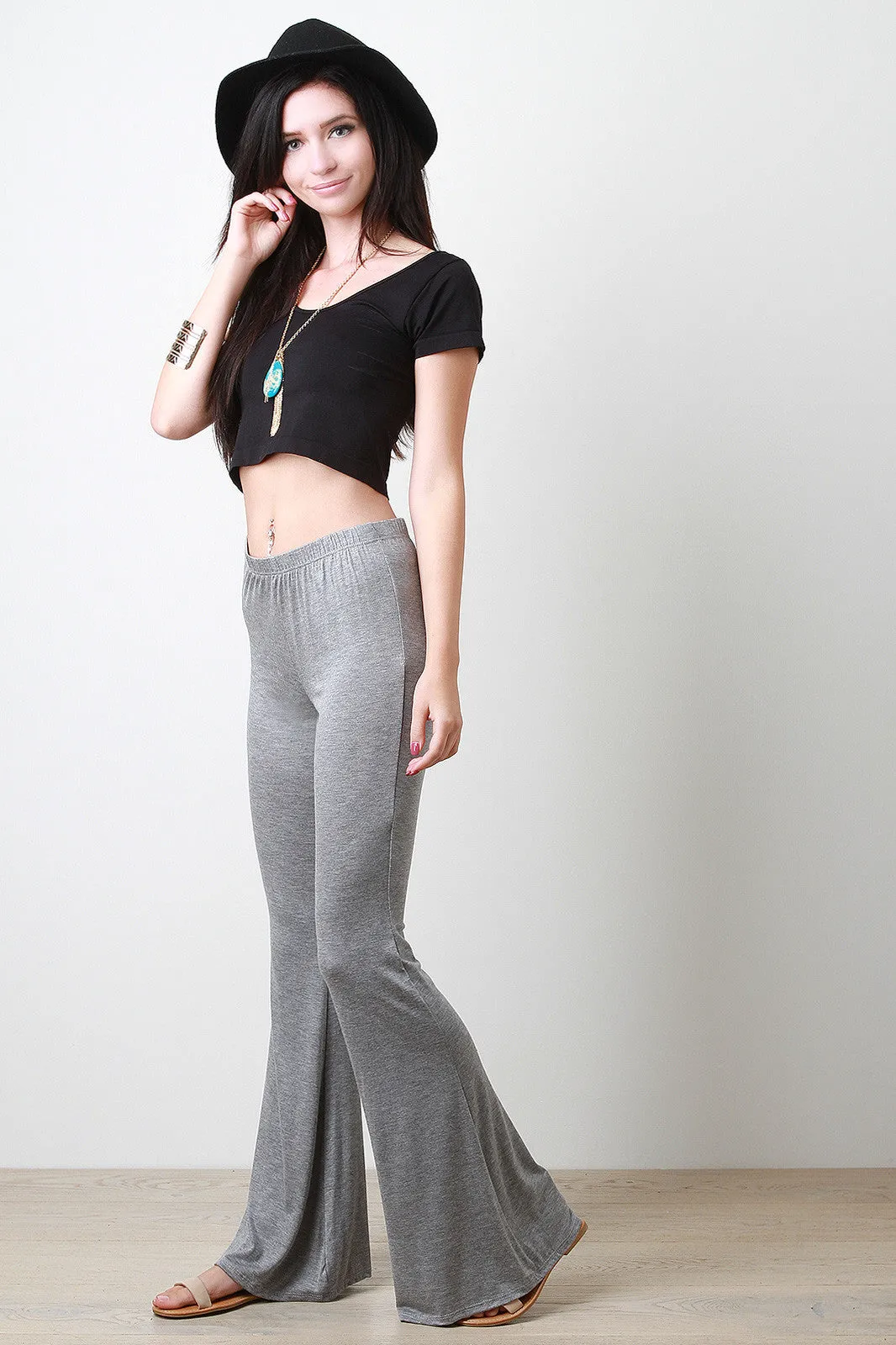 Jersey Knit Flared Pants