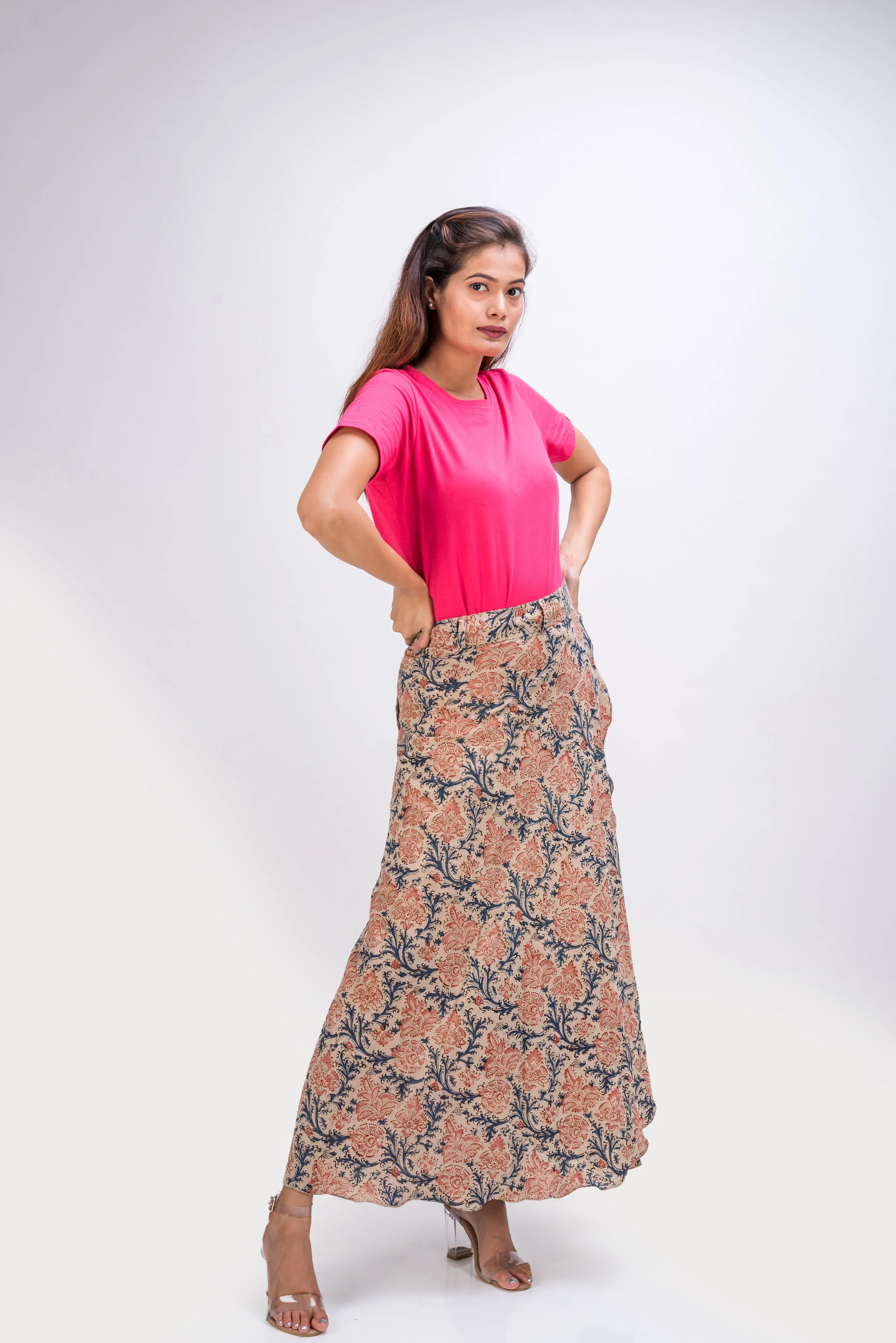 KK3007 Wrap Skirt - Flowers Pink