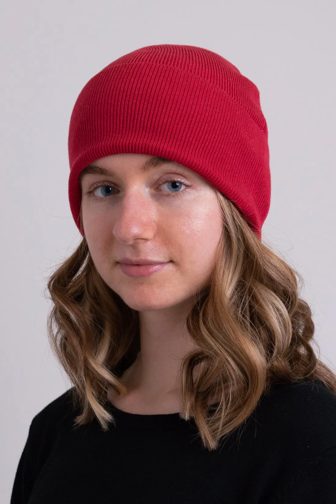 Knit Beanie, Lipstick, Bamboo Cotton