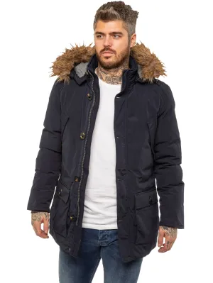 Kruze | Mens Faux Fur Hooded Parka Winter Jacket