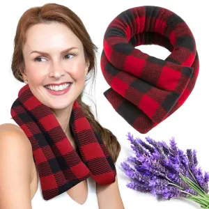 Lavender-scented Microwavable Neck Heating Wrap with Flax Seeds, 26"x5", Buffalo Plaid