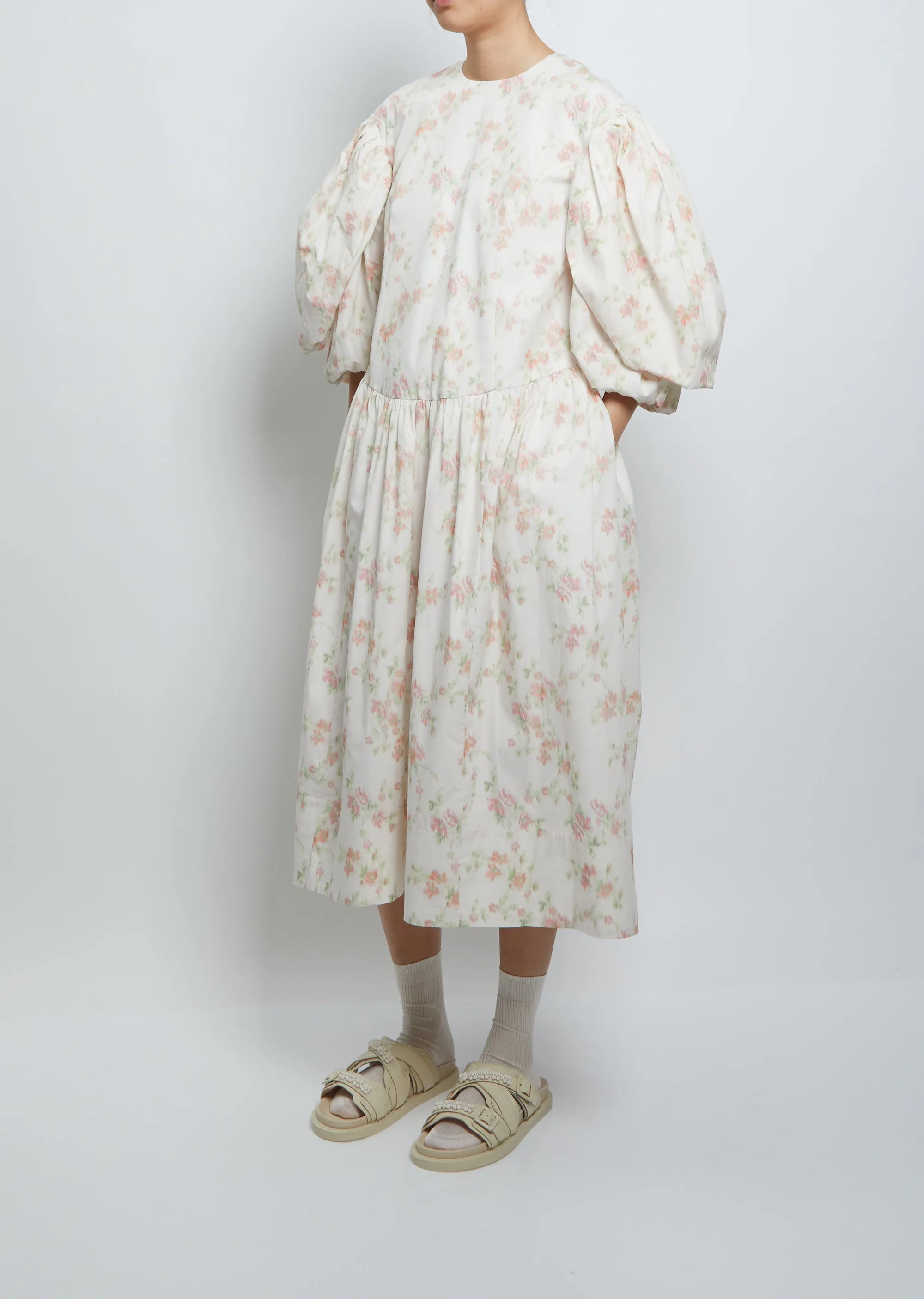 Layered Puff Sleeve Smock Dress