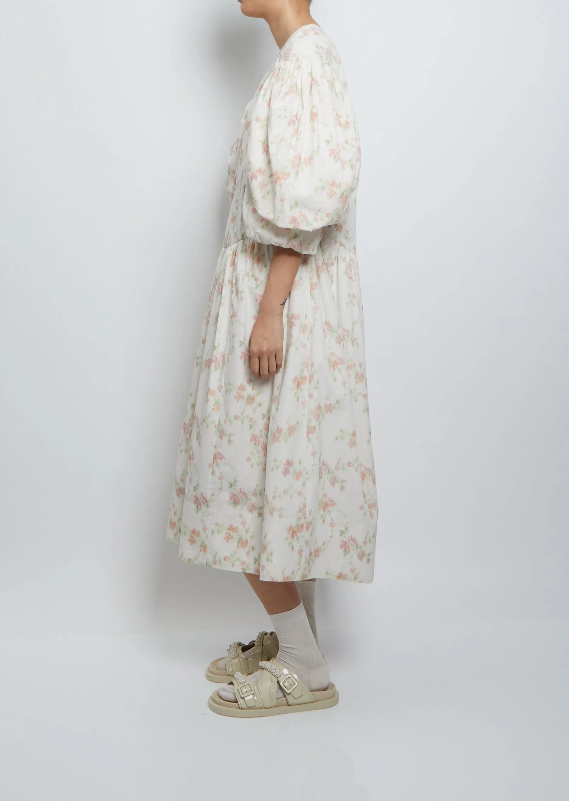 Layered Puff Sleeve Smock Dress