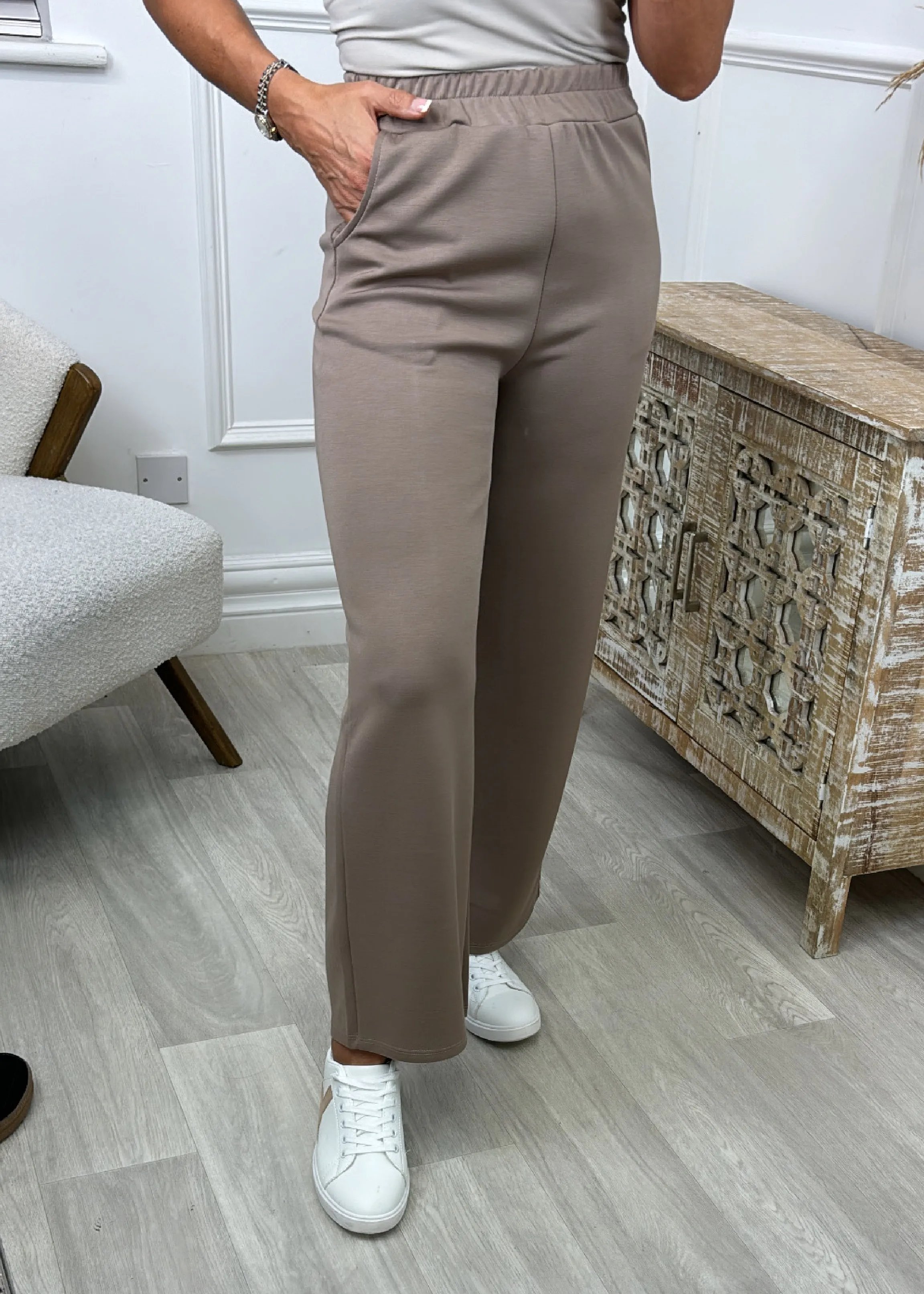 Leanne Light Brown Wide Leg Trousers