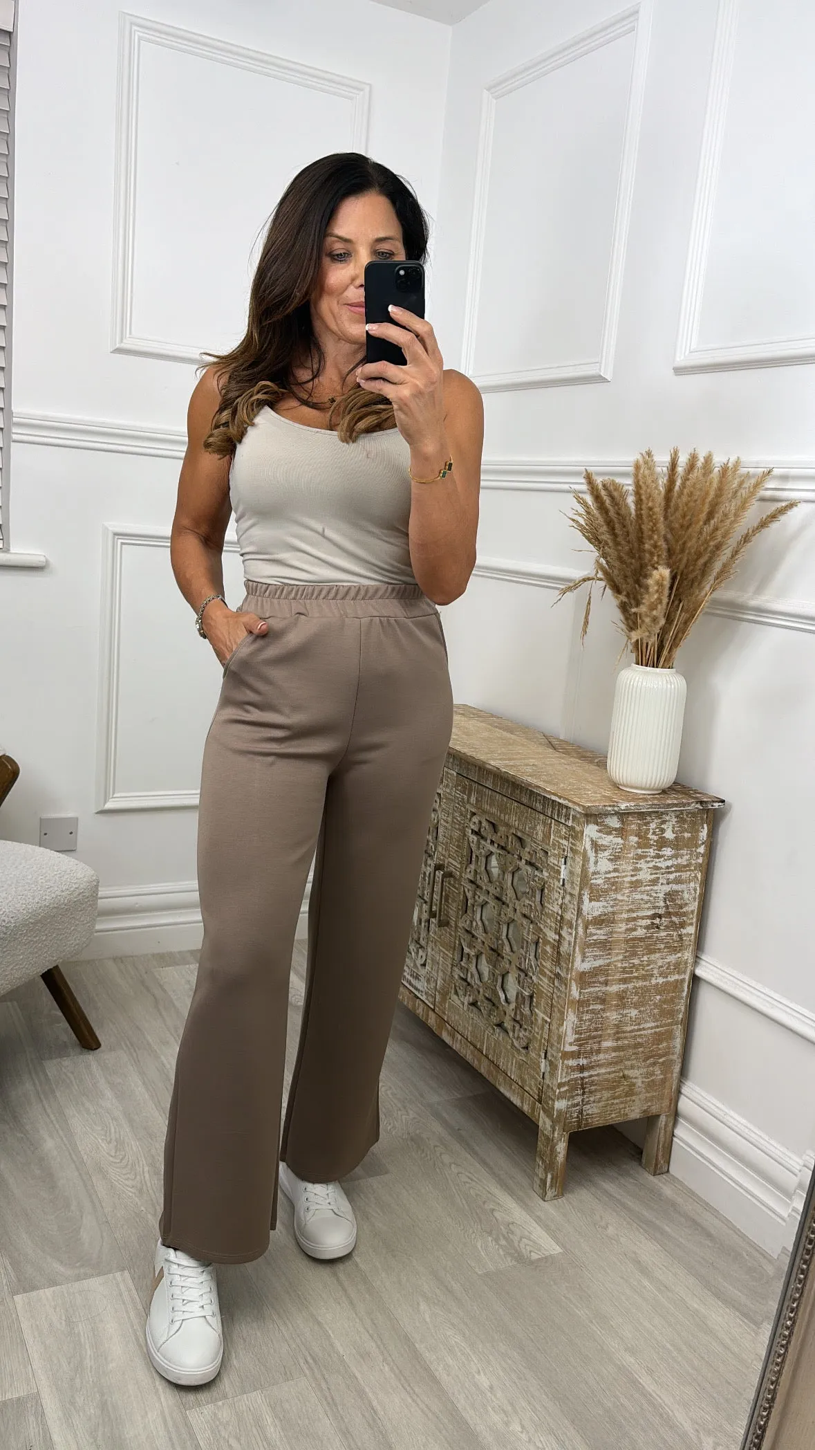 Leanne Light Brown Wide Leg Trousers