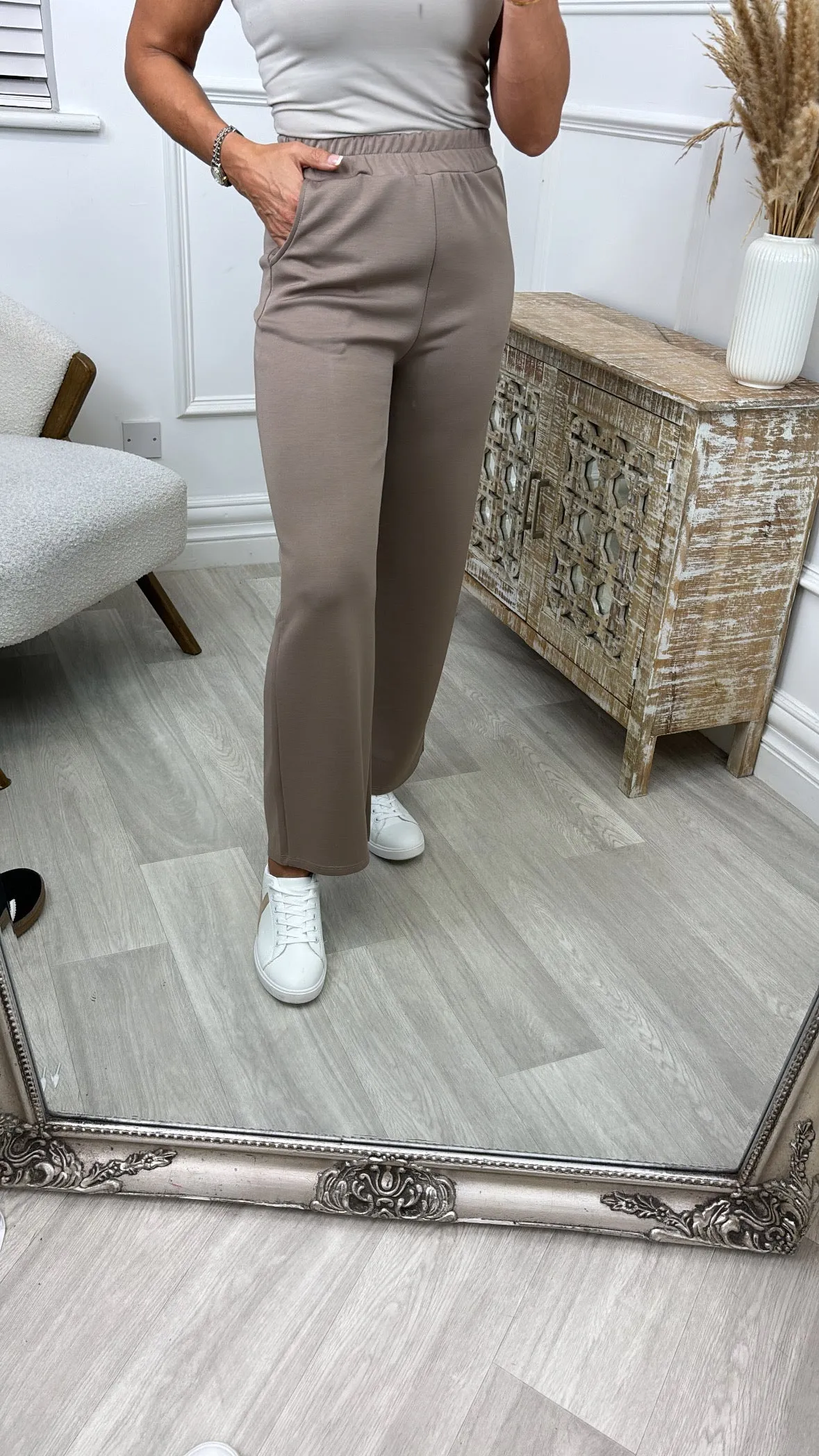 Leanne Light Brown Wide Leg Trousers