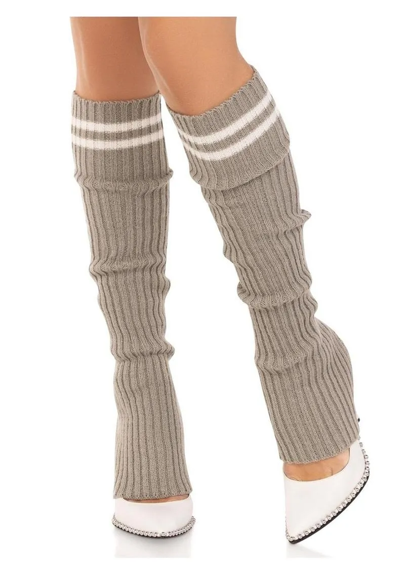 Leg Avenue Ribbed Stirrup Leg Warmers with Athletic Stripe